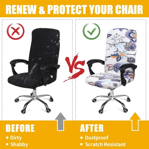 Vista 7 de Smiry fundas elásticas estampadas para silla de oficina de computadora, fundas universales para sillas giratorias de escritorio, extraíbles
