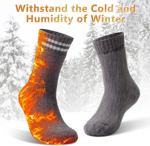 Vista 2 de HUGSWEET 4 pares de calcetines térmicos gruesos para mujer, calcetines de invierno cálidos para clima frío extremo, calcetines suaves y acogedores