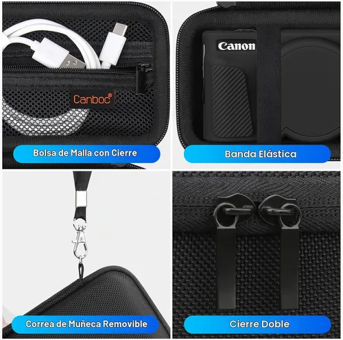 Vista 5 de Canboc Funda para Canon PowerShot SX740/SX730, funda rígida de transporte + funda protectora de silicona suave con cubierta extraíble para lentes