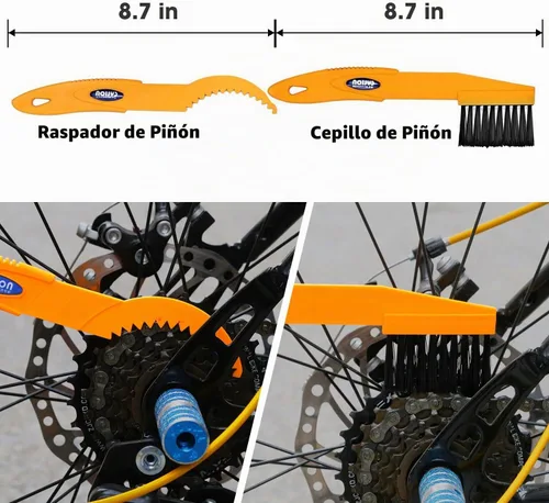 Vista 5 de Juego de herramientas de limpieza de bicicletas de 7 piezas, kit de cepillo limpio para bicicleta, adecuado para montaña, carretera, ciudad