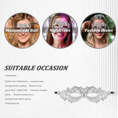 Vista 4 de WY LIGHTING LEVEL 3 Piezas de Máscara de Mascarada para Mujeres, Máscaras de Vestido Elegante de Encaje