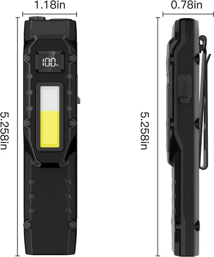 Vista 4 de Linterna táctica Pocke EDC compacta multimodo, tipo C, recargable de 1000 lúmenes altos, con clip y pantalla digital, IPX4