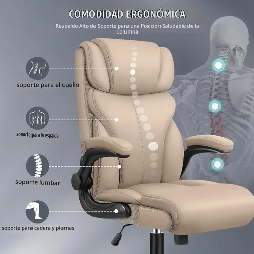 Vista 4 de Silla de oficina HeroSet, sillas de escritorio de computadora ergonómicas grandes y altas, silla ejecutiva de cuero transpirable con respaldo alto