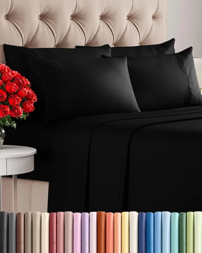 Vista 48 de Juego de sábanas Twin de 4 piezas - Cómodo, transpirable y refrescante - Juego de ropa de cama de lujo de hotel ultrasuave con bolsillos profundos