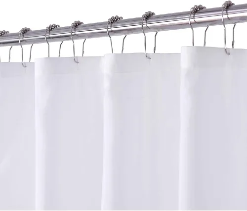 Vista 64 de N&Y Home Cortina o forro de tela para ducha, lavable a máquina, estrecho, negro, de 36 x 72 pulgadas Hotel Quality, Bottom Magnets, Washable