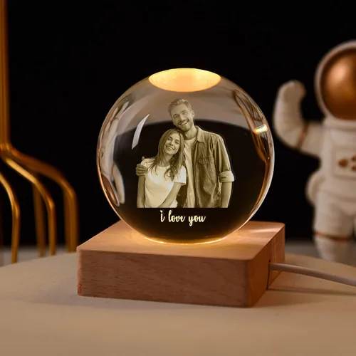 Vista 8 de Bola de cristal personalizada luz nocturna personalizada 3D fotos de cristal base LED con luz colorida, regalo personalizado para mujeres, hombres