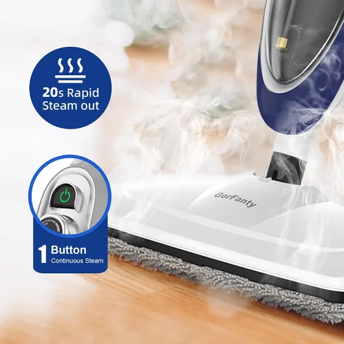 Vista 3 de Trapeador de vapor con vaporizador de mano desmontable todo en uno, 11 accesorios, cable de alimentación de 23 pies, vapor de 3 niveles, limpiador
