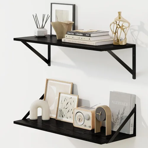 Vista 17 de Fun Memories Estantes flotantes profundos para pared, estantes de pared de 16 pulgadas de ancho x 8 pulgadas de profundidad, juego de 2, estante
