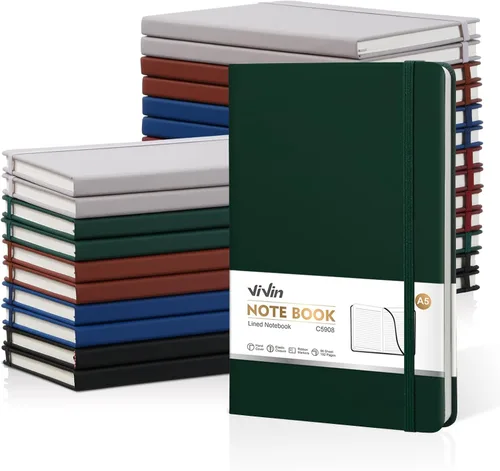 Vista 8 de ViVin Cuadernos de diario rayados para trabajo, 192 páginas, tamaño mediano de 5.5 x 8.3 pulgadas, rayado universitario, cuadernos A5 de tapa dura