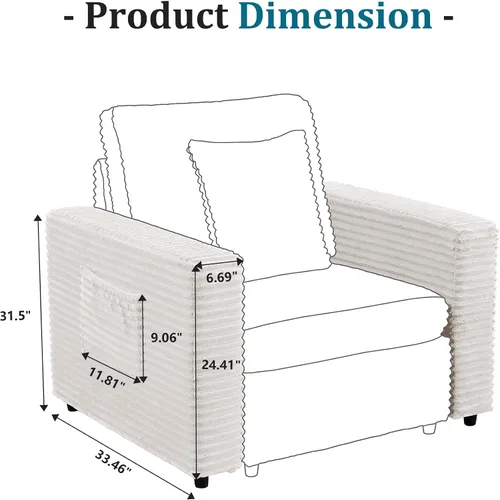 Vista 3 de RARZOE Módulo de Reposabrazos para Sofá Seccional Modular, Reposabrazos de Pana Módulo de Sofá Modular Parte Lateral para Sala de Estar Sofá