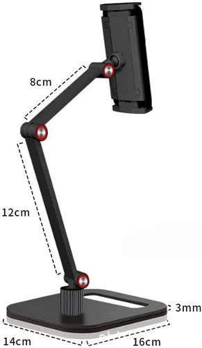 Vista 4 de UGIFT Soporte ajustable para tableta, soporte de escritorio multiángulo, giratorio de 360°, 4-12.9 pulgadas, negro