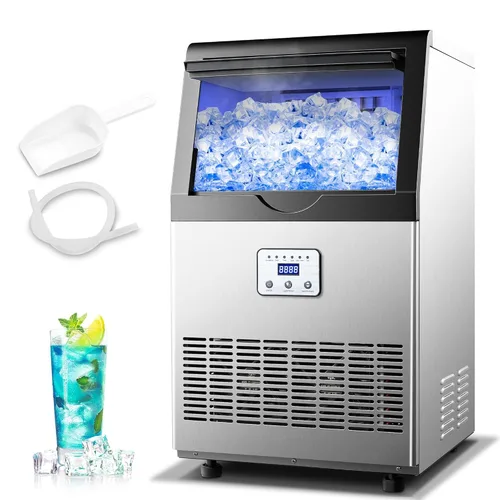 Vista 9 de Máquina comercial de hielo de 90 libras/24 horas, máquina de hielo de acero inoxidable bajo encimera o independiente con almacenamiento de 25