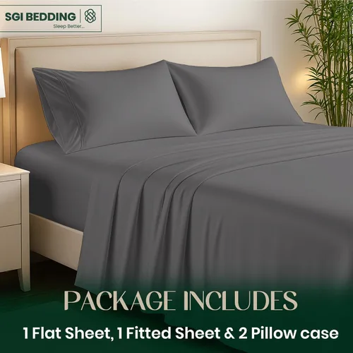Vista 2 de SGI bedding Juego de sábanas tamaño matrimonial de lujo de 4 piezas, 100% viscosa de bambú cultivada orgánicamente, ultra suave, refrescante