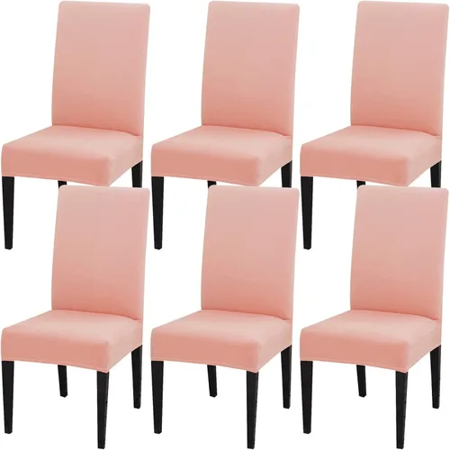 Vista 34 de Juego de 4 fundas para sillas de comedor, fundas elásticas de elastano para sillas de comedor, extraíbles y lavables, protectores desmontables