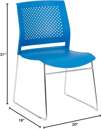 Vista 2 de Norwood Silla apilable de oficina con base de trineo cromado, con respaldo perforado (paquete de 5)