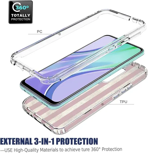 Vista 3 de Funda para Galaxy S9, Samsung S9 SM-G960U con protector de pantalla de vidrio templado, cuerpo completo, bonito diseño floral, a prueba de golpes