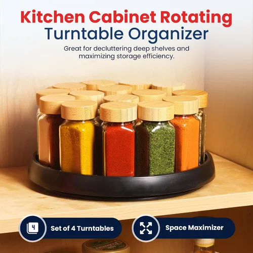 Vista 5 de Oizeir Lazy Susan de 10 pulgadas (juego de 4) – Plataforma giratoria antideslizante para gabinete para maximizar el almacenamiento y simplificar