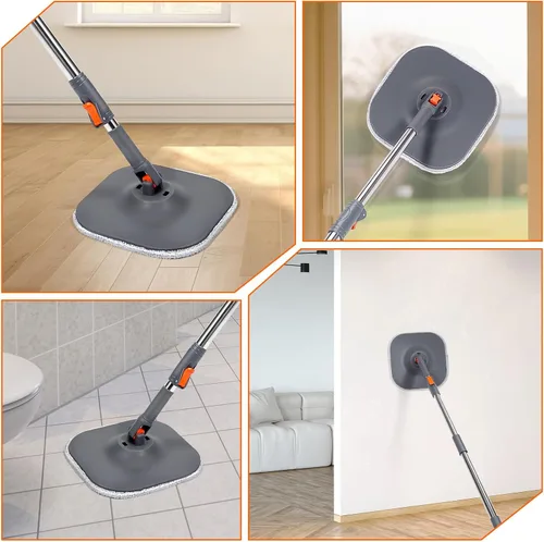 Vista 7 de Chabatree Juego de trapeador y cubeta, juego de trapeador giratorio y cubo con agua sucia y limpia separada, 6 almohadillas de trapeador