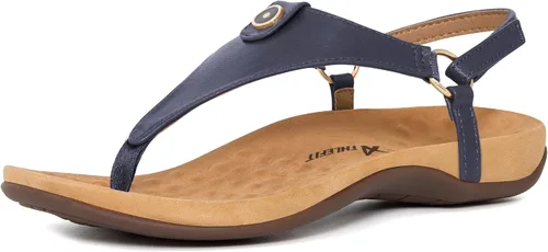 Vista 8 de Athlefit - Sandalias cómodas para mujer con correa en T, con correa trasera, ortopédica, sandalias con soporte ortopédico para el arco del pie