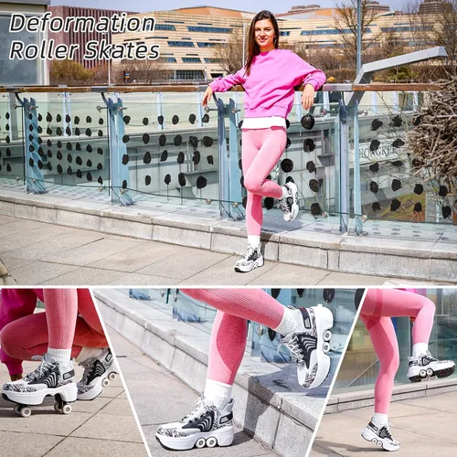 Vista 2 de Zapatos de patinaje para mujer, cuatro rondas, zapatos de patines de ruedas para niños que se convierten en patines de ruedas, zapatos ligeros al