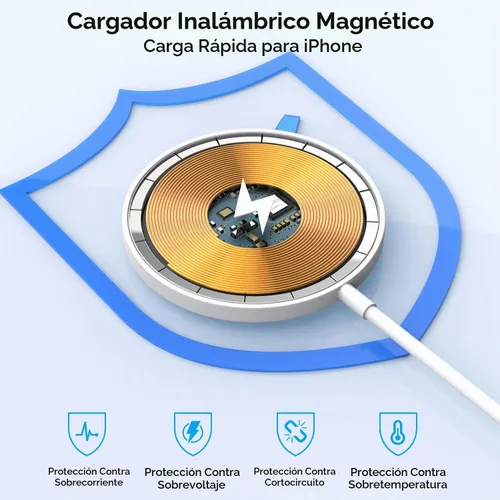 Vista 3 de Cargador magnético para iPhone 17 [certificado Apple MFi], almohadilla de carga inalámbrica USB C de 1.8 metros para iPhone 17 y bloque de carga