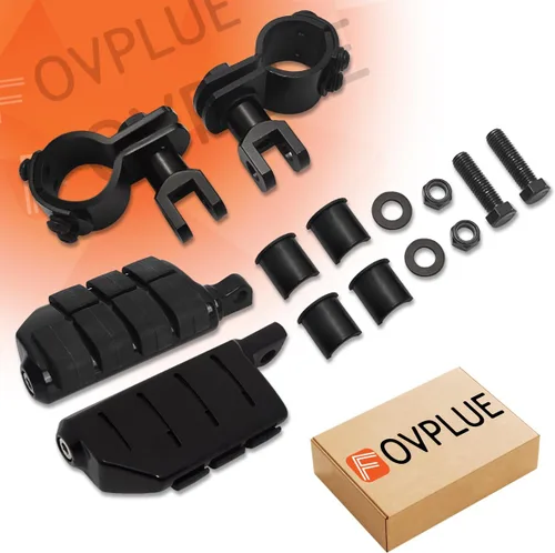 Vista 2 de FOVPLUE 1", 1.25" Estribos de autopista ajustables con abrazadera de 3 piezas para modelos Harley Touring Softail Dyna Sportster con protector