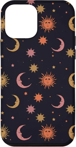 Vista 16 de Funda para iPhone 16 Whimsigoth Aesthetic Hippie Celestial Vintage Half Moon Sun