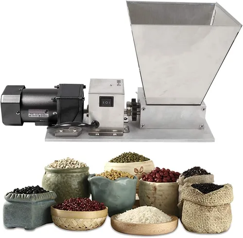 Vista 5 de Molinillo eléctrico de grano de 110 V, 60 W, molinillo de maíz de acero inoxidable, trituradora de malta, molinillo de trigo de cebada con embudo