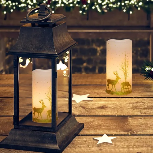 Vista 6 de 2 paquetes de velas sin llama parpadeantes LED de Navidad, velas de cera operadas por baterías con temporizador y control remoto, velas sin llama