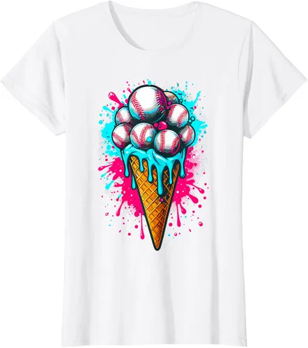 Vista 16 de Camiseta de béisbol de acuarela de helado de béisbol