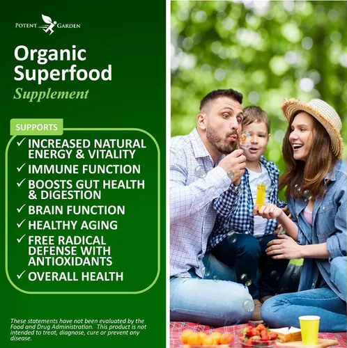 Vista 5 de Potent Garden Paquete de bienestar diario - Complejo Candida + verduras orgánicas de superalimentos
