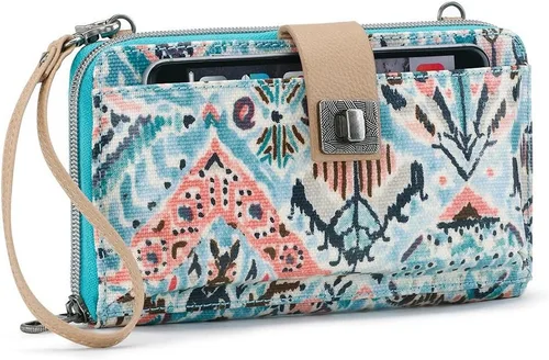 Vista 30 de Sakroots Artist Circle - Cartera/Brazalete grande para teléfono celular Aqua World