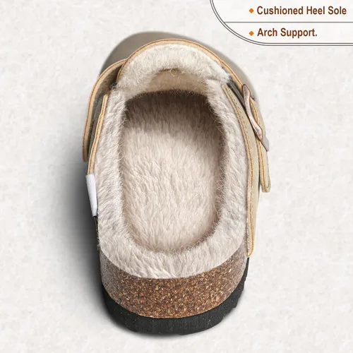 Vista 3 de BULLIANT Zapatillas de los hombres, resbalón en el invierno zapatos para el hogar para los hombres con cojín de corcho y pelo de conejo de fax