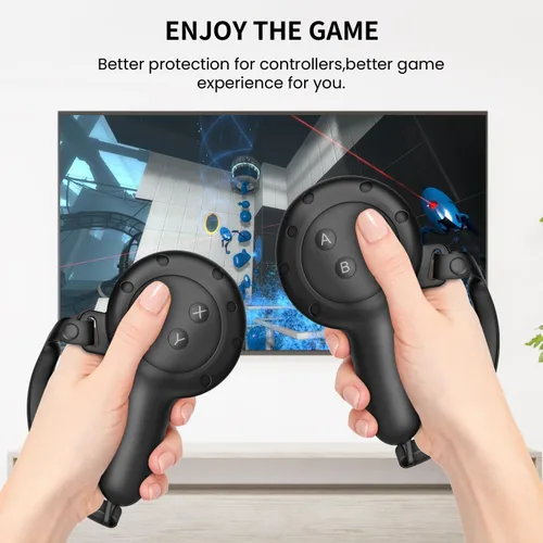 Vista 7 de Accesorios VR para Meta Quest 3, juego de funda protectora de silicona 2 en 1 y funda de agarre para controlador compatible con Meta Oculus Quest 3
