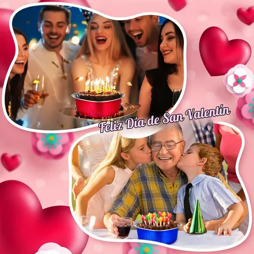 Vista 5 de Honeydak 50 juegos de moldes para tartas en forma de corazón de San Valentín con tapas, de papel de aluminio, 3.4 onzas, mini tazas desechables