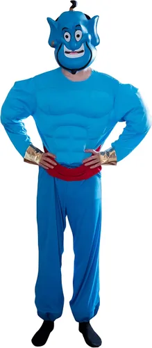 Vista 4 de Disfraz de Disguise del Genio de Aladdin de Disney con músculos para hombre