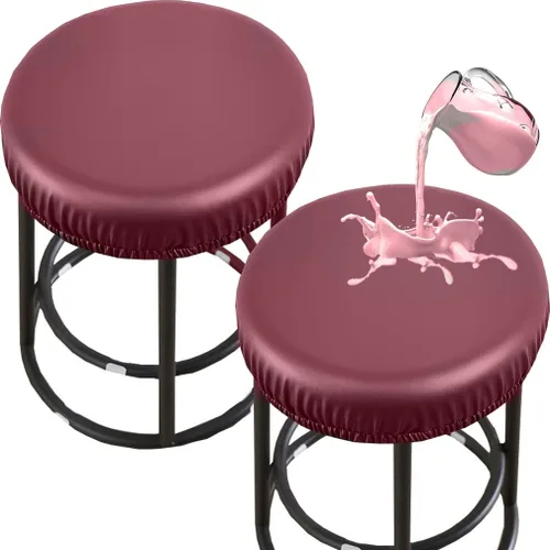 Vista 11 de HFCNMY Fundas para taburetes redondas, elásticas de poliuretano redondo, impermeables, fundas de asiento para taburetes de bar, fundas de asiento