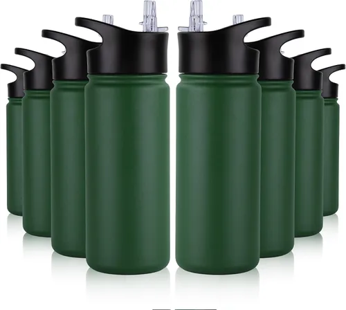 Vista 62 de Botella de agua aislada de 64 onzas con tapas de pajita y boquilla, jarra de agua de acero inoxidable de medio galón con mango de paracord, vacío
