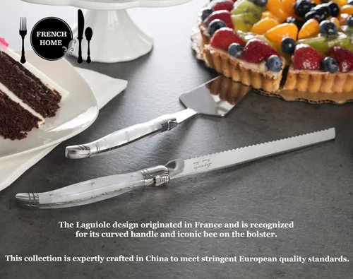 Vista 5 de French Home Laguiole - Cuchillo de pan de madera de Pakka negro con tabla de pan de bambú