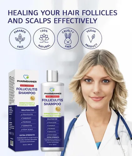 Vista 5 de PHARMBANNER Champú antifúngico para el cuero cabelludo seco y con picazón, apoya la salud del cuero cabelludo, ayuda con la foliculitis