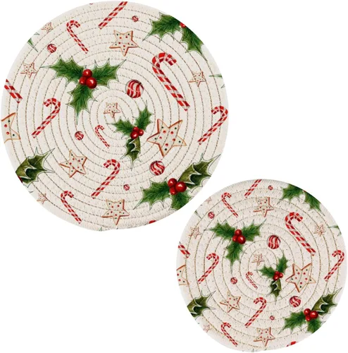 Vista 11 de Naanle Juego de salvamanteles de algodón moderno con diseño de estrellas y bandera de Estados Unidos para el 4 de julio, 2 posavasos redondos