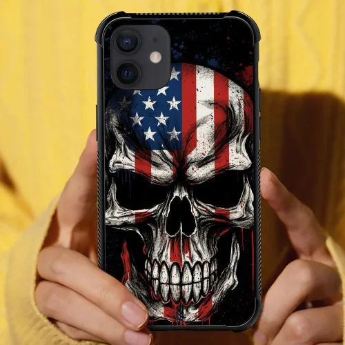 Vista 116 de Funda compatible con iPhone 8, a prueba de golpes, antiarañazos, bandera de ciervos de cola blanca de grano de madera estadounidense