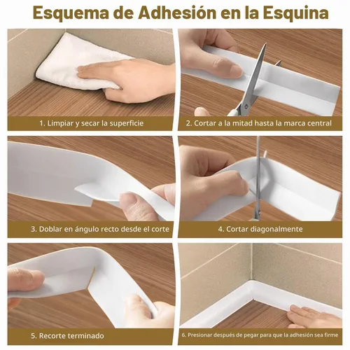 Vista 8 de Cinta de calafateo impermeable autoadhesiva, 2 rollos de cinta de sellado para inodoro, cinta de sellado para tina para cocina, baño, encimera
