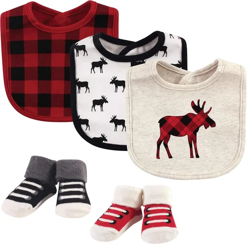 Vista 108 de Hudson Baby Conjunto de babero y calcetines unisex de algodón para bebé
