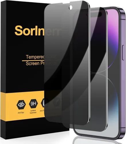 Vista 14 de Paquete de 2 protectores de pantalla de privacidad para iPhone 12 Pro Max, protector de pantalla de vidrio templado antiespía, sensible al tacto