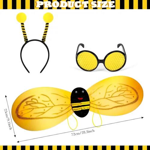 Vista 2 de Halloween Costumes Kit Cosplay Bee Costume Bee Headband Costume Accessories Glasses Headband Set Party Dress for Child Kids