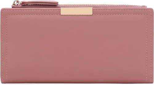 Vista 9 de Cartera BVEOGMRO para mujer de cuero con bloqueo RFID, gran bipliega con múltiples ranuras para tarjetas, con cierre, soporte para tarjetas
