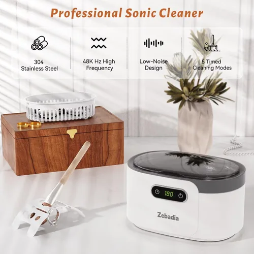 Vista 2 de Máquina Limpiadora de Joyería por Ultrasonidos: Limpiador Sónico de 600ml con Temporizador Digital para Lentes, Plata, Anillos, Monedas, Cepillos