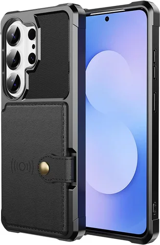 Vista 113 de Funda para Samsung Galaxy S21 Ultra con tarjetero, compatible con soporte magnético para automóvil, resistente a los golpes, resistente, suave, TPU