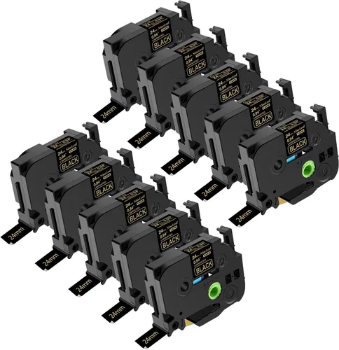 Vista 13 de NineLeaf Paquete de 10 cintas compatibles con Brother TZe-334 TZe334 TZ-334 TZ334 de 0.472 in, 1/2 pulgadas, 0.47 pulgadas, oro sobre negro, trabajo
